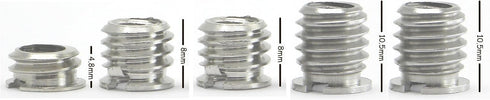 1/4" to 3/8" Convert Screw 5 Pack (3 Different Lengths Adapter Set) Desmond Camera Tripod Bushings...