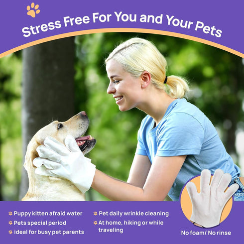 HICC PET Cleaning & Deodorizing Bathing Wipes for Dogs and Cats, Nourish Fur Coconut Oil Grooming Wipes for Dogs, Pet Cleaning Gloves Wipes for Da...