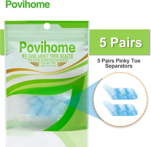 Povihome 10 Pack Pinky Toe Separator and Protectors for Overlapping Toe, Curled Pinky Toes - Spacers for Morton's Neuroma Pain Relief...