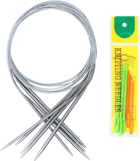 KnitPal 47-inch (120cm) Metal Circular Knitting Needles Set - Magic Loop Knitting Needles with Extra Long Fixed Cable - 5 US Sizes: 4/3.25mm, 5/3....