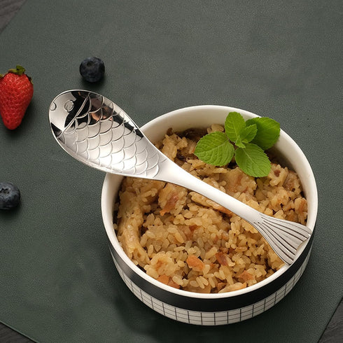 2Pcs 6.3inch Fish Spoon 18/10(304) Stainless Steel Flatware for Soup Porridge Dessert Cereal Rice(Silver)...