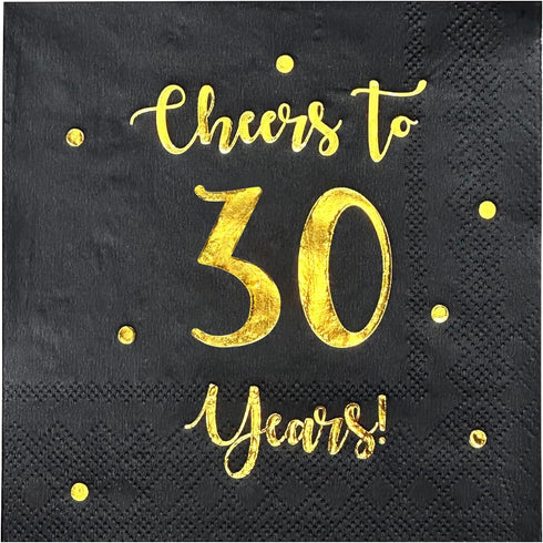 Cheers to 30 Years Cocktail Napkins | Happy 30th Birthday Decorations for Men and Women and Wedding Anniversary Party Decorations | 50-Pack 3-Ply ...