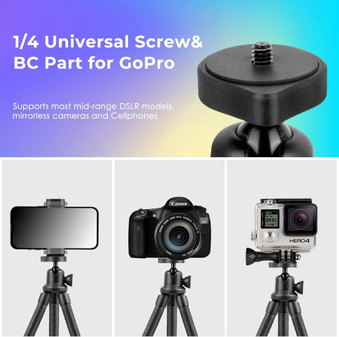 UBeesize Phone Tripod, UBeesize 12 Inch Flexible Cell Phone Tripod Stand Holder with Wireless Remote Shutter & Universal Phone Mount, Compatible w...