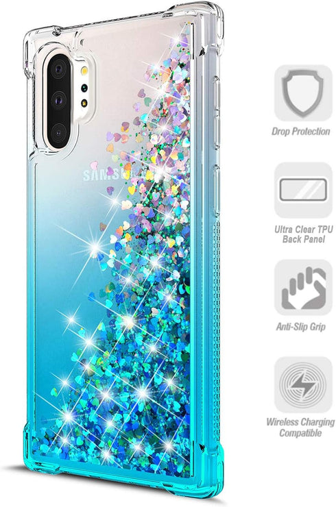 for Galaxy Note 10 Plus Case,Gradient Design Bling Flowing Liquid Floating Sparkle Colorful Glitter Waterfall TPU Protective Phone Case for Galaxy...