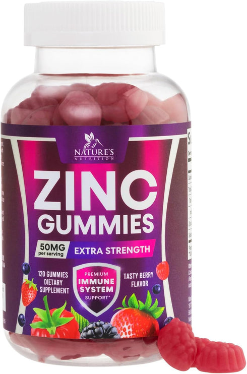 Zinc Gummies for Adults 50 mg - High Absorption Immune Health Support Gummy & Antioxidant Chewable Supplement, Zinc Vitamin for Men and Women, Veg...