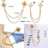 Elegant Cross With Hanging Chain Brooch Gold Silver Plated Oval Crystal Rhinestone Corsage Tassel Chain Suit Jacket Brooch Pin for Men Husband Gif...