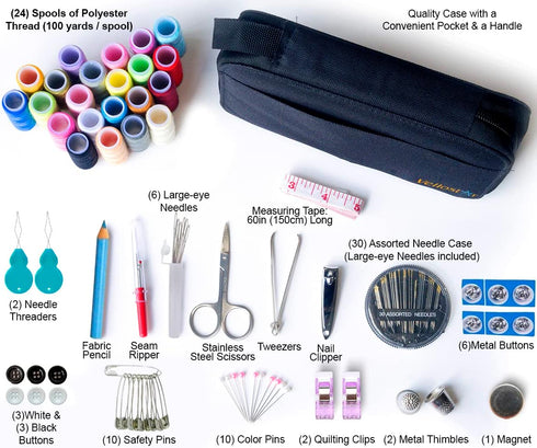 Easy-to-Use Pink Sewing Kit for Girls, Teens, Moms, and Kids - Beginner Hand Sewing Kit for Clothing Repairs. includes Basic Needles, Thread, and ...