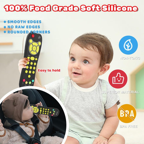 Baby Remote Control Toy, Realistic Toddler TV Remote Toy with Light Sound Kid Learning Education Musical Toys with English French Spanish Infant G...