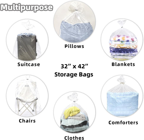 32x42 Inches Large Clear Plastic Storage Bags,Big Gaint Jumbo Huge Plastic Storage Bags for Blanket, Duvets, Pillows, Comforters and More 5 Pieces...
