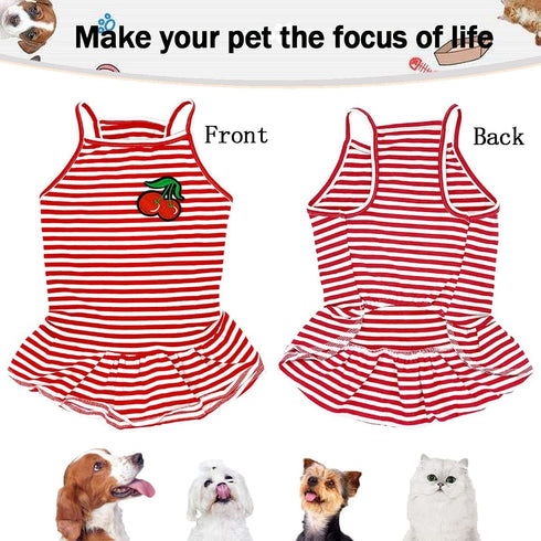 Dog Shirt Striped Skirt Pet Dress Clothes, Puppy T-Shirts Soft Costumes, Puppy Apparel Print Vest Outfits for Small Medium Dogs and Cats Princess ...