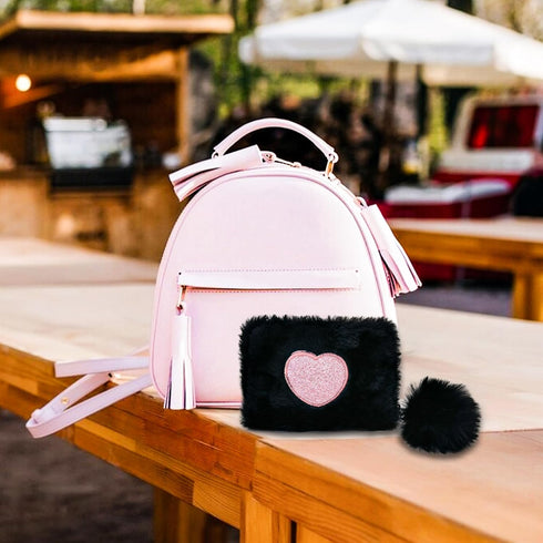 Credit Card Wallet, Soft Plush Women's Wallets Credit Card Holder, Heart-Shaped Embroidery Coin Purse Credit Card Wallet with Fur Ball Zipper for ...
