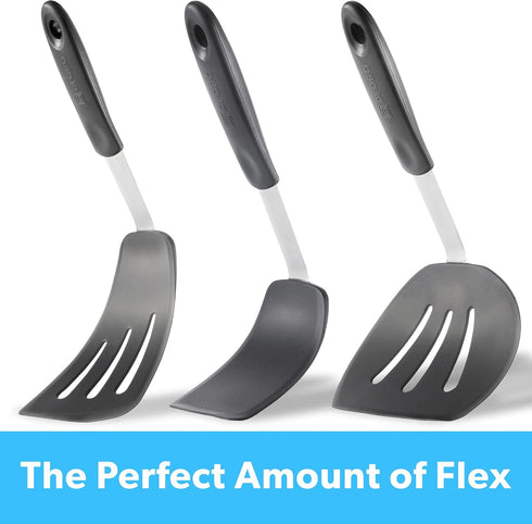DI ORO - Chef Series FLEX Silicone Spatula 600ºF Heat-Resistant Flexible Silicone Rubber Turner Spatulas (3-Piece Set)...