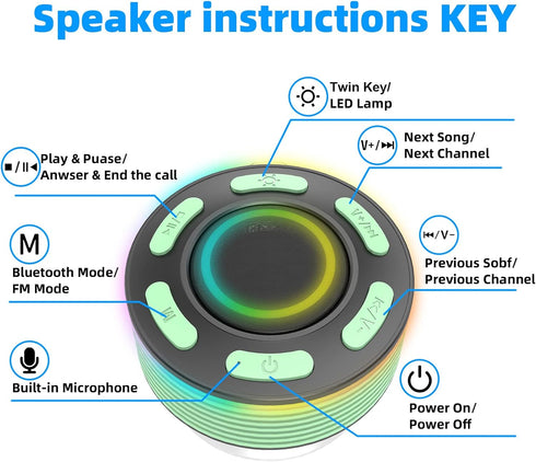 Donerton Bluetooth Speaker, IP7 Waterproof Wireless Speaker, Portable Speaker, HD Surround Sound, LED Light Mini Speakers, Dual Stereo Pairing, Bu...