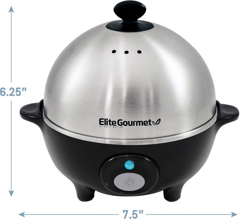 Elite Gourmet EGC-508 Rapid Egg Cooker, 7 Easy-To-Peel, Hard, Medium, Soft Boiled Eggs, Poacher, Omelet Maker, Auto Shut-Off, Alarm, 16-Recipe Boo...