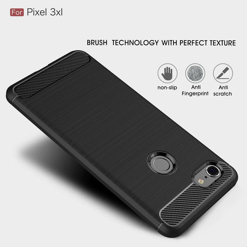 Case Compatible with Cellphone Google Pixel 3 XL Case, Carbon Fiber Shock Absorption Slim Case Compatible with Cellphone Google Pixel 3 XL (Blue)...