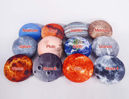 3 Piece Set Kids Space Planet Throw Pillow Covers Solar System Universe Planet Image Decorative Cushion Cover Round Accent Pillow Case 15X15Inch...
