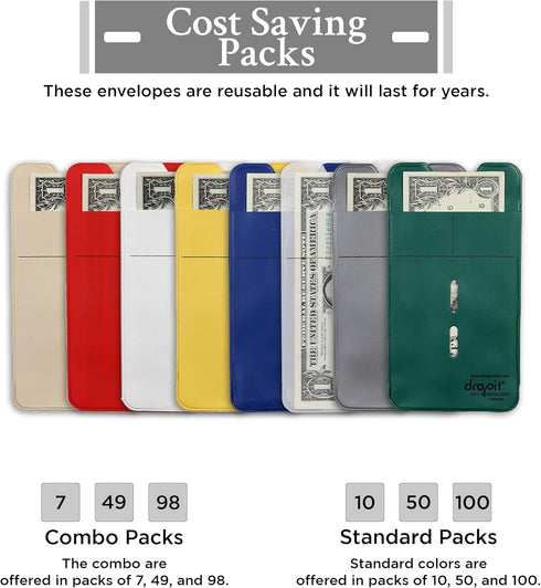 7 Combo Reuseable Dropit Safe Envelope for Depositing of Currency and Money, Size 7, Combo...