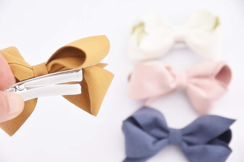 California Tot Set of 4 Faux Suede 3D Bow Clips for Toddlers, Girls (3D Set of 4)...
