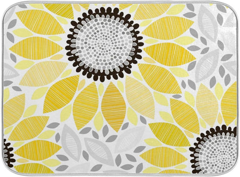 Sunflowers Dish Drying Mat for Kitchen, 16x18 Microfiber Mat Absorbent Reversible...