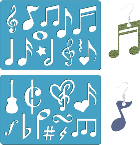 GORGECRAFT 2 Styles Musical Note Jewelry Shape Template Reusable Acrylic Cutting Stencil Heart Star Guitar Patterns Template for Leather Bracelets...