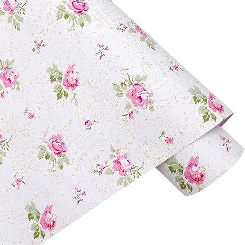 SimpleLife4U Pink Rose Furniture Protect Paper Removable Shelf Liner for Kitchen Cabinet Dresser Drawer Covering...