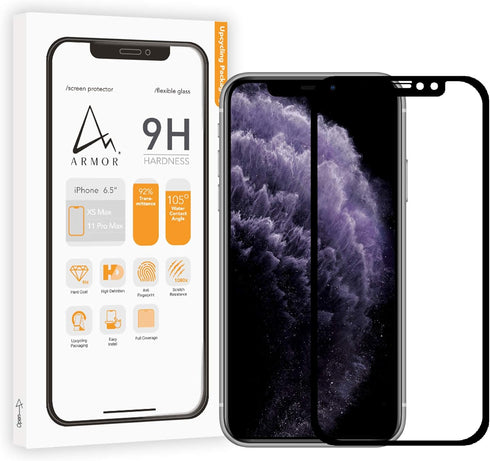 ARMOR Flexible Glass 2.5D Full Coverage Screen Protector for iPhone 11Pro Max/XS Max, 9H with HD......