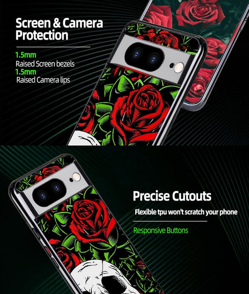 Google Pixel 8 Case, Slim Fit Glow in The Dark Luminous Hybrid Hard PC Soft TPU Bumper Shockproof Drop Protective Phone Cover for Men Women Boys,R...
