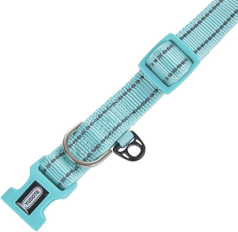Reflective Nylon Dog Collar with Breathable Neoprene Padding,Adjustable for Small Dogs.(9.8"-15",Teal)...