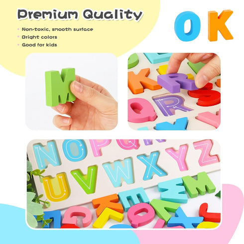 LovesTown Wooden Puzzles for Kids, Alphabet Wooden Puzzles Montessori Toddler Puzzles Preschool Educational Toys for Toddler Boys Girls Birthday...