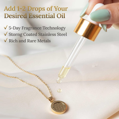 Sentir Essential Oil Necklace Diffuser - Patented Metal Aroma Diffuser Necklace Pendant, Infused Essential Oil Necklaces for Women, Perfume Scent ...