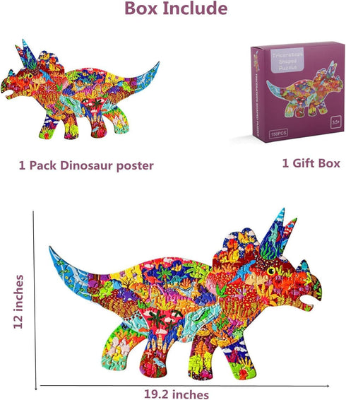 Puzzles for Kids Ages 4-6, 8-10 and Adults 200 Pieces Elephant and 150 Dinosaur Puzzle Animal Shaped Jigsaw Puzzles for Boys Girls Mom Dad Grandki...