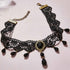 Boho Crystal Lace Choker Necklace Black Teardrop Necklace Choker Gothic Droplet Crystal Collar Necklace Retro Vintage 90s Necklace Chain Jewelry f...