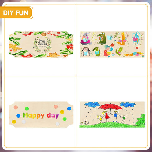 10 Pcs Unfinished Hanging Wood Sign 9. 8 x 3. 9 Inch Blank Wooden Signs Rectangle Plaque Wooden Slices Banners with Ropes for Painting Writing DIY...