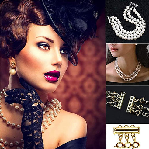 Dailyacc Magnetic Layered Necklace Clasps,6 Pieces 3 Size Slide Clasp Lock Necklace Connector for Multi Strands Slide Tube Clasps...