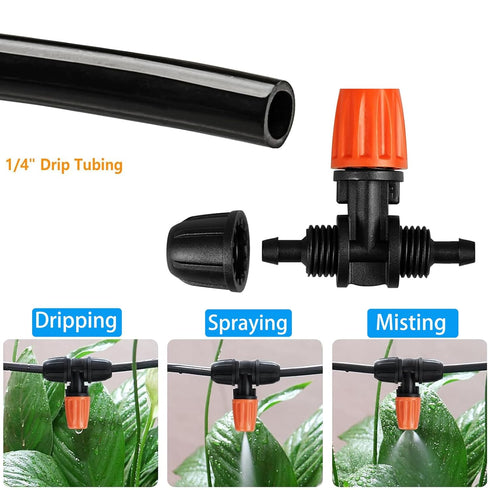1/4 inch pipe upgrade mini accessory kit, 48 drip line connectors for drip system -10 straight heads, 8 tees, 8 elbows, 6 three-dimensional sector...