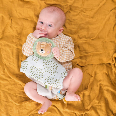 Taf Toys Soft Security Blanket with Pacifier Holder & Mane Teether Baby Lovey Unisex Lovie Baby Gifts for Newborn Boys and Girls Snuggle Toy Baby ...