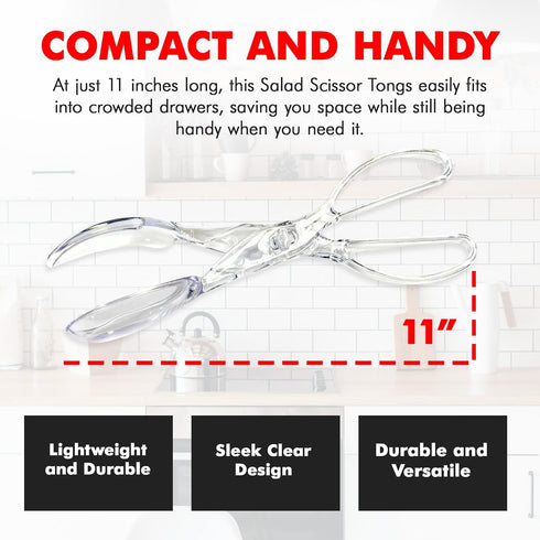 Chef Craft Premium Salad Scissor Tongs, 11.25 inch, Clear...