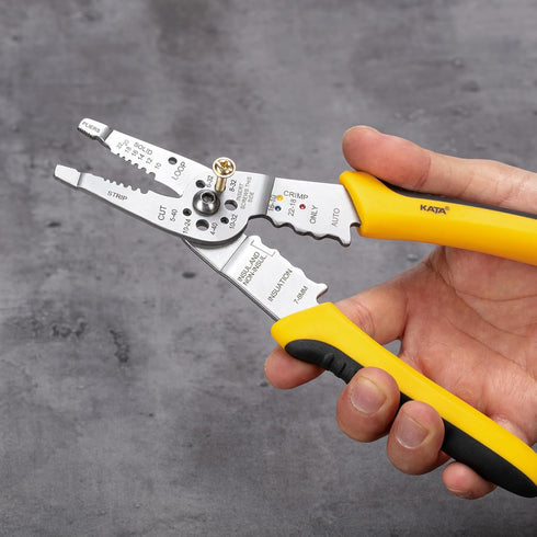 KATA 8 Inch Wire Cutter Wire Stripper, Cutting for 10-20 AWG Solid Wire and 12-22 AWG Stranded Wire, Wire Stripper Crimper Crimping Tool for Elect...
