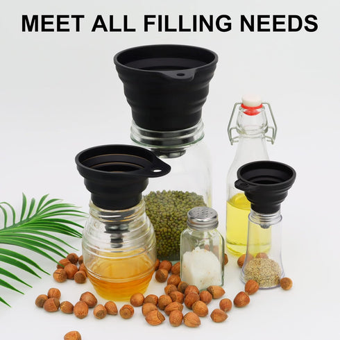 3 Sizes of Kitchen Funnel Set, Food Grade Funnels for Filling Bottles, Premium Silicone Collapsible Funnel for Transferring Liquid, Powder Transfe...