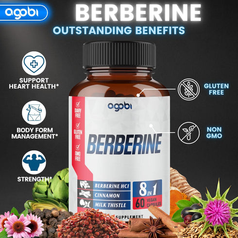 Berberine Supplement with Ceylon, Milk Thistle, Turmeric, Elderberry & More - Support Immune, Cardiovascular & Gastrointestinal - 60 Counts for 2 ...