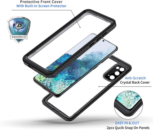 Lanhiem Samsung Galaxy S20 Case (Not for Plus or Ultra), IP68 Waterproof Dustproof Case with Built-in Screen Protector, Heavy Duty Full Body Prote...