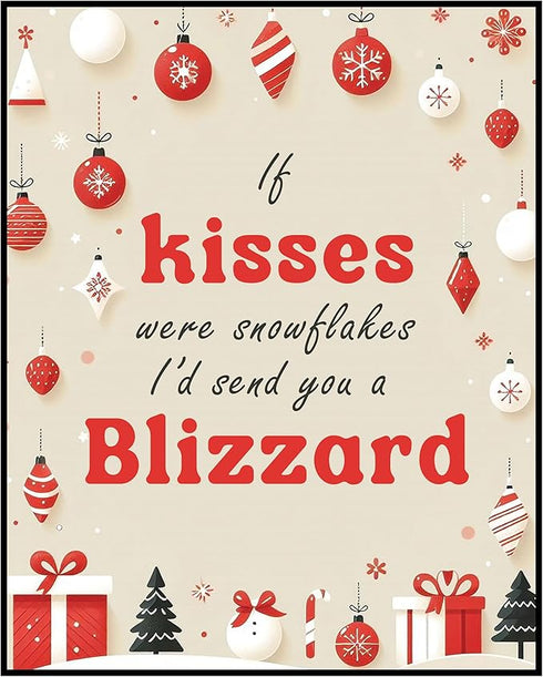 Posterizer 1 pcs-If kisses were snowflakes i'd send you a blizzard-Romantic Art-Holiday Poster Collection-Gifts for Women-Living Room Bedroom Deco...