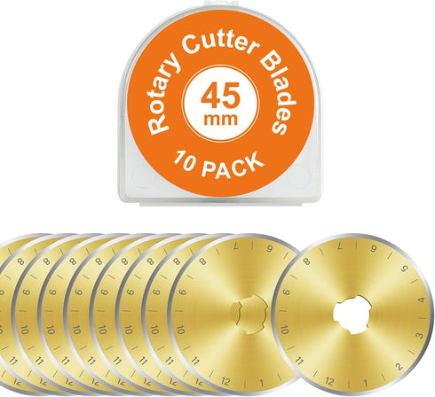 Titanium Coated 10 Packs 45mm Rotary Cutter Blades 45mm Quilting supplies Rotary Cutter Blades for fabric by SSPONT, compatible with OLFA,Fiskars,...