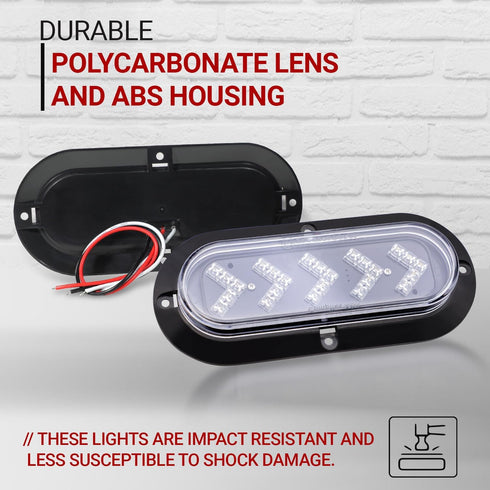 TMH (Pack of 2 6 Inch ARROW 25 LED Surface Mount Oval Clear Lens Amber Light Turn Signal Side Marker Tail LED Indicator Assembly Light for Truck T...