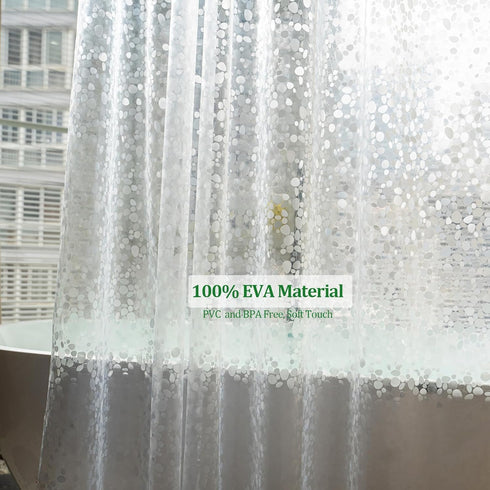 Shower Curtain Liner 75inches Long, EVA Waterproof Weighted Heavy Duty Bathroom Shower Liner with 3 Strong Magnets and 12 Rust Proof Grommets, Cob...