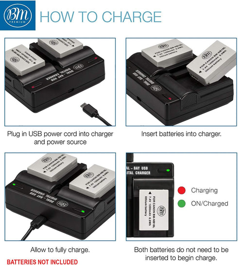 BM Premium NB-10L Dual Bay Battery Charger for Canon PowerShot G15, G16, G1X, G3X, SX40 HS, SX40HS, SX50 HS, SX60 HS Digital Cameras...