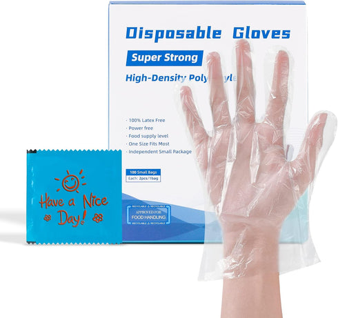 Brandon-super 200PCS Disposable Plastic Gloves For Cooking? Food Service and Food Prep?Independent Packaging?100 small bags ?...