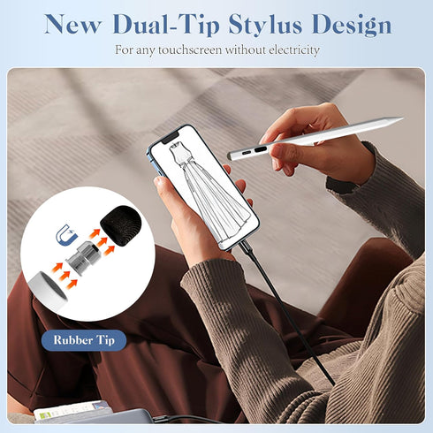 Stylus Pen for iPad Work for iPad Pro 11"/12.9", iPad 6/7/8/9/10, iPad Air 3/4/5, iPad Mini 5/6, Newly Dual-Tip for Touch Screens, Apple iPad Pen ...