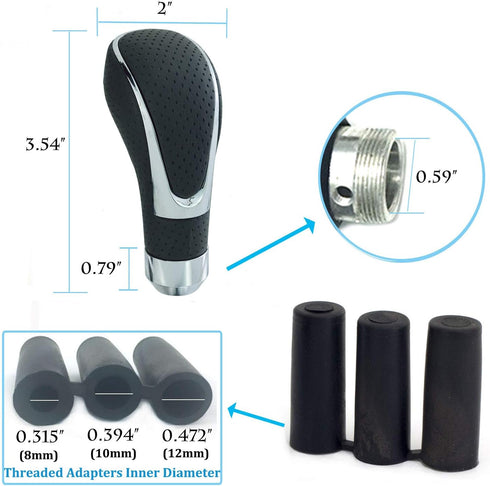 Leather Covered Stick Shift Knobs, MT Gear Car Shifter Handle with Honeycomb Holes Style Fit Most Manual Transmissions, Black...