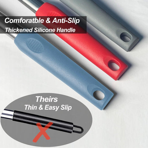 2 Pack Spatulas, Solid & Slotted Silicone Spatula Set, Stainless Steel Handle Coated with Silicone, Non Stick, Heat Resistant Rubber Flipper for F...